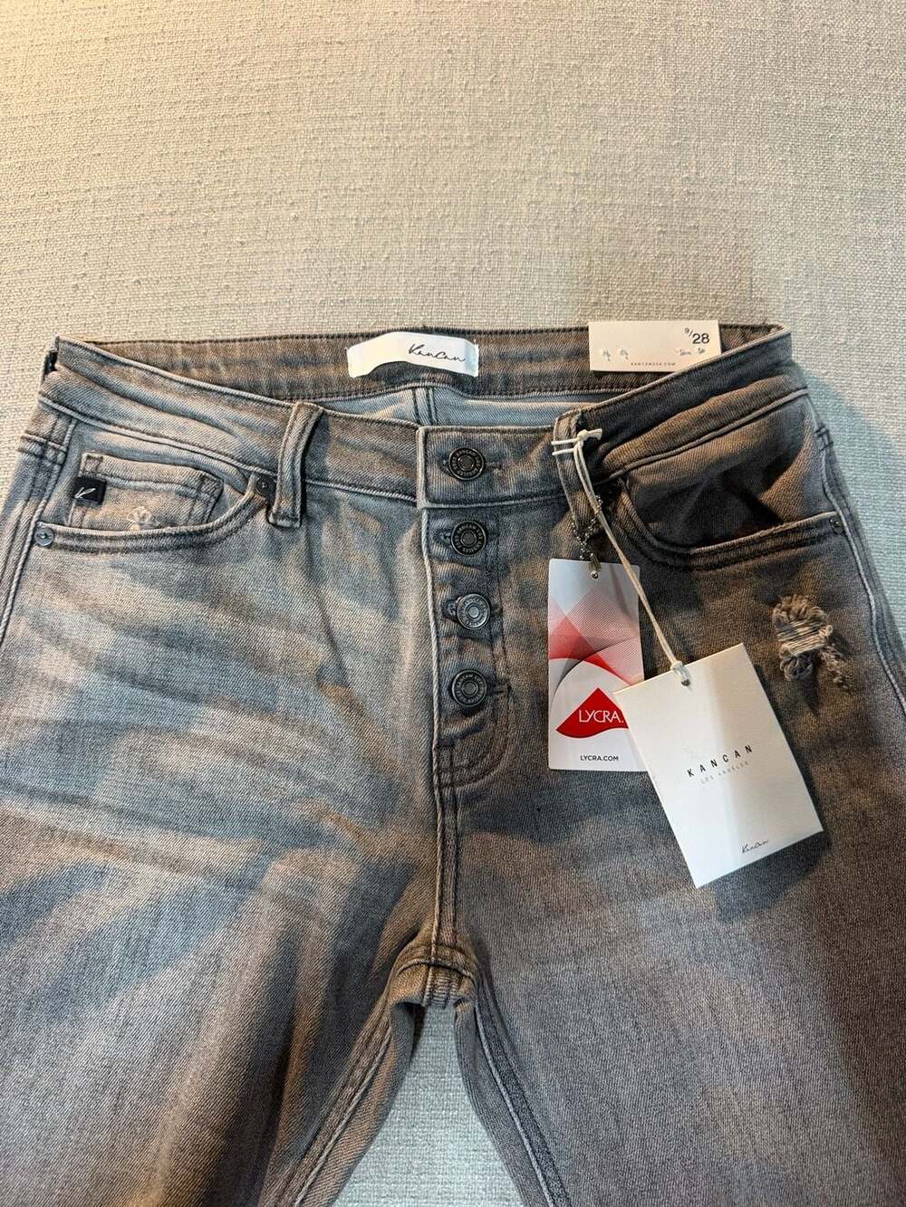 KanCan Los Angeles Women's 9/28 High-Rise Super Skinny Buttonfly Denim Blue